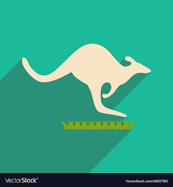 Flat icon with long shadow Australian kangaroo vector image
