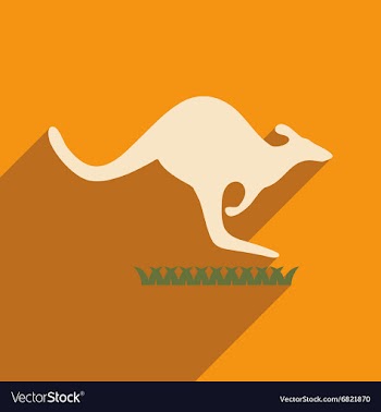 Flat icon with long shadow Australian kangaroo vector image