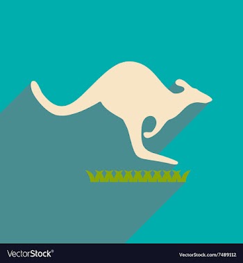 Flat icon with long shadow Australian kangaroo vector image