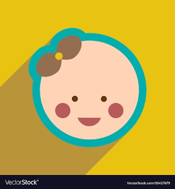 Flat icon with long shadow baby girl vector image