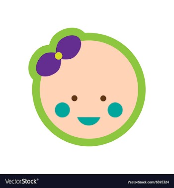 Flat icon with long shadow baby girl vector image