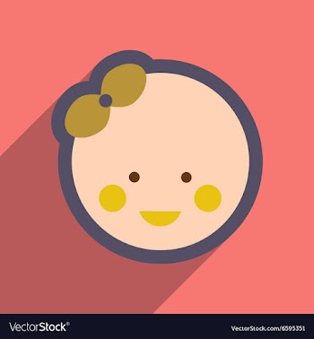 Flat icon with long shadow baby girl vector image