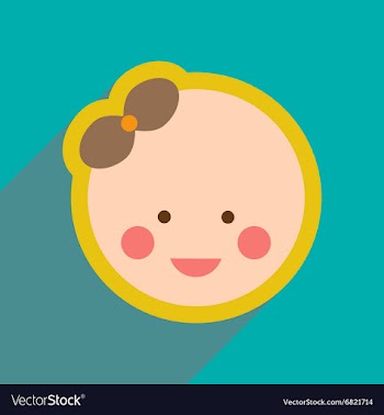 Flat icon with long shadow baby girl vector image