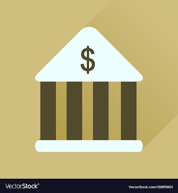 Flat icon with long shadow Bank building vector image