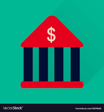 Flat icon with long shadow Bank building vector image