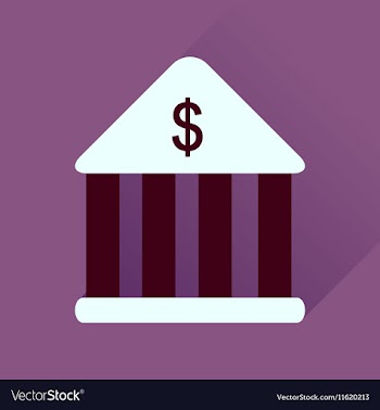 Flat icon with long shadow Bank building vector image