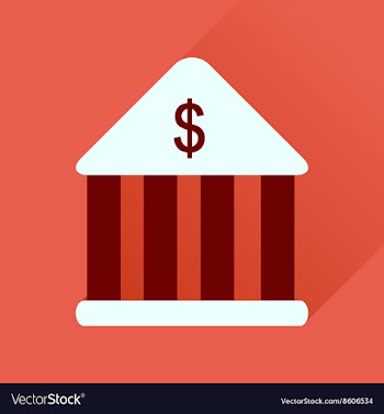 Flat icon with long shadow Bank building vector image
