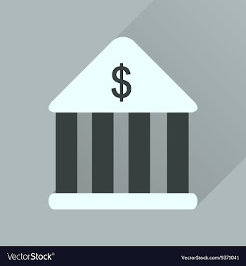 Flat icon with long shadow Bank building vector image