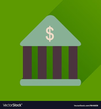 Flat icon with long shadow Bank building vector image