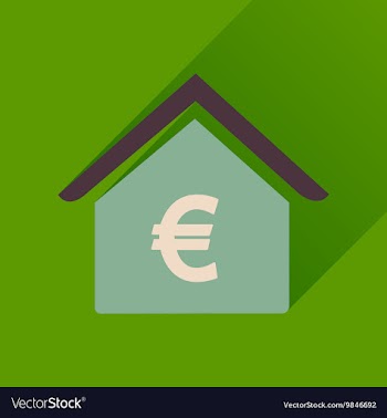 Flat icon with long shadow Bank building vector image