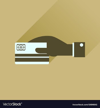 Flat icon with long shadow bank card hand vector image