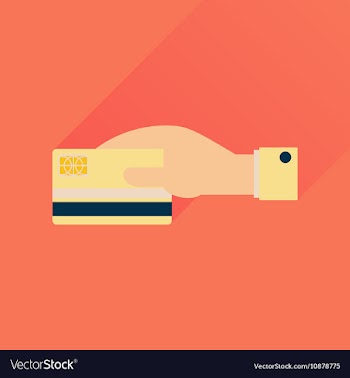 Flat icon with long shadow bank card hand vector image