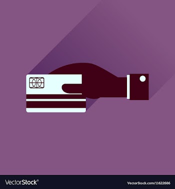 Flat icon with long shadow bank card hand vector image