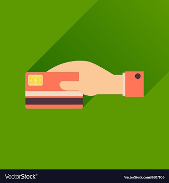 Flat icon with long shadow bank card hand vector image
