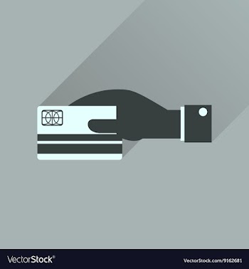 Flat icon with long shadow bank card hand vector image