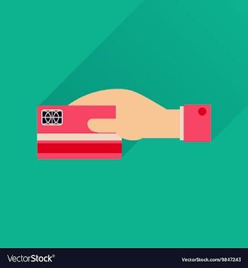 Flat icon with long shadow bank card hand vector image