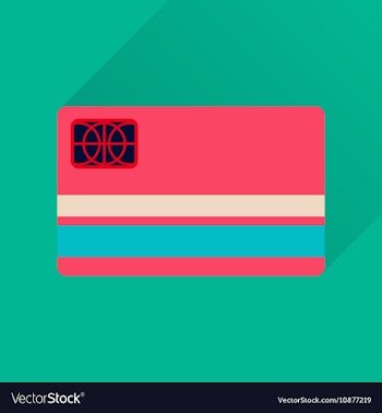 Flat icon with long shadow bank card vector image