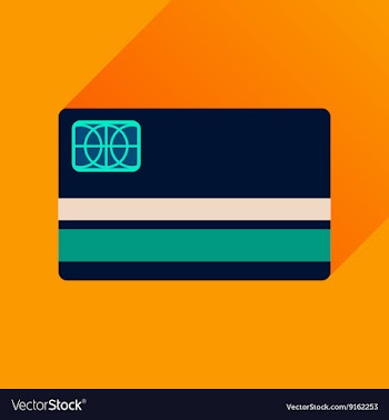 Flat icon with long shadow bank card vector image