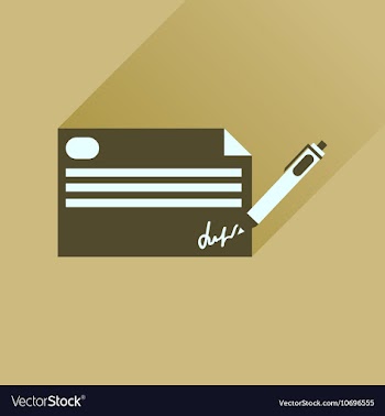 Flat icon with long shadow bank check vector image