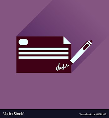Flat icon with long shadow bank check vector image