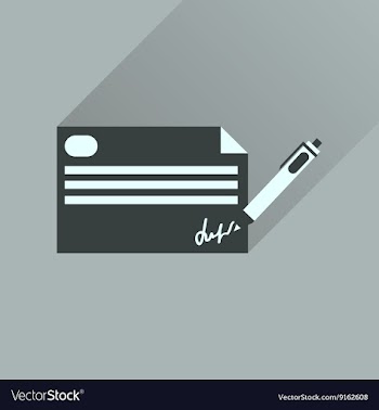 Flat icon with long shadow bank check vector image