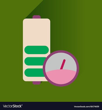 Flat icon with long shadow battery level vector image