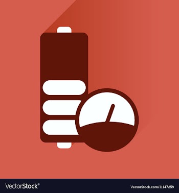 Flat icon with long shadow battery level vector image