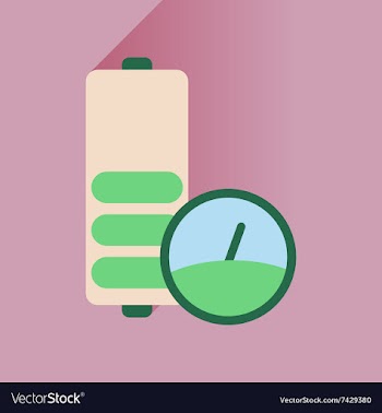 Flat icon with long shadow battery level vector image