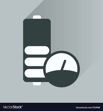 Flat icon with long shadow battery level vector image