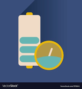 Flat icon with long shadow battery level vector image