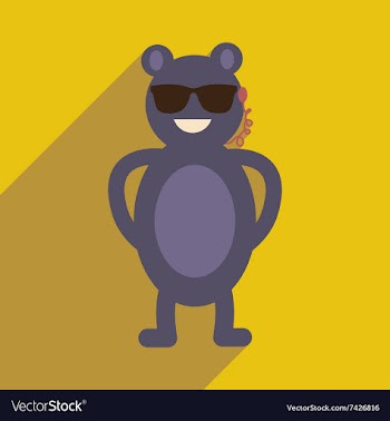 Flat icon with long shadow bear cartoon vector image