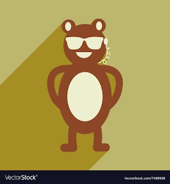 Flat icon with long shadow bear cartoon vector image