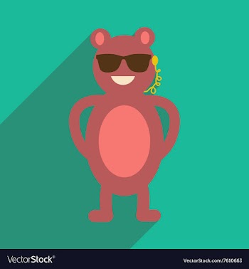 Flat icon with long shadow bear cartoon vector image
