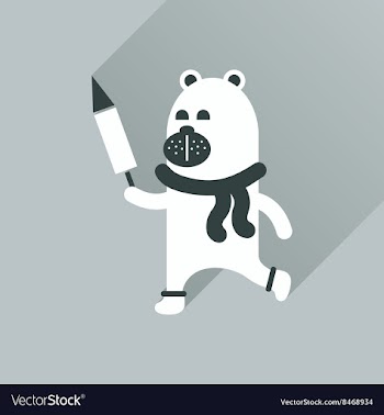 Flat icon with long shadow Bear fireworks vector image