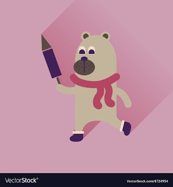 Flat icon with long shadow Bear fireworks vector image