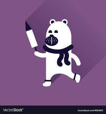 Flat icon with long shadow Bear fireworks vector image