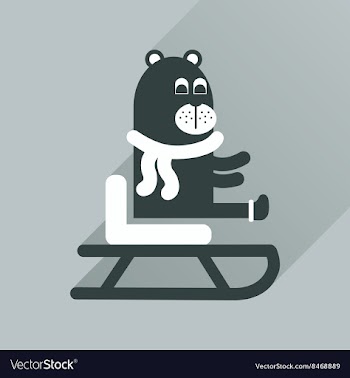 Flat icon with long shadow bear sled vector image