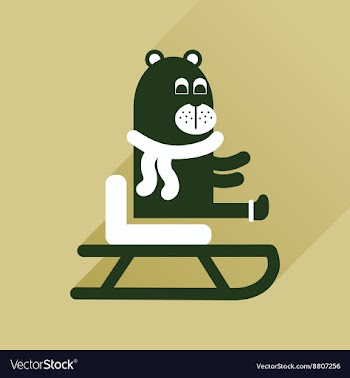 Flat icon with long shadow bear sled vector image