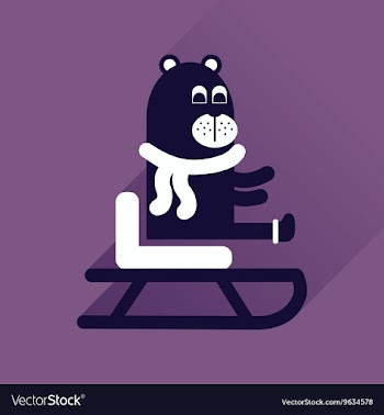 Flat icon with long shadow bear sled vector image