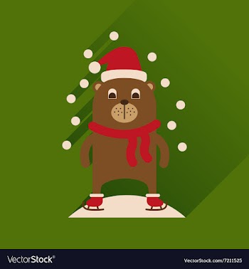 Flat icon with long shadow bear snow vector image