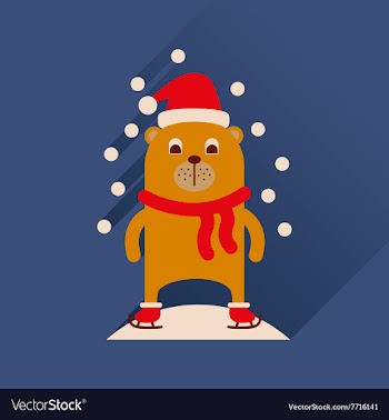 Flat icon with long shadow bear snow vector image