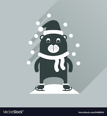 Flat icon with long shadow bear snow vector image