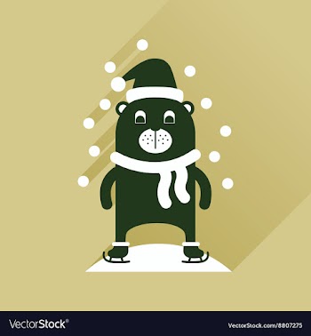 Flat icon with long shadow bear snow vector image