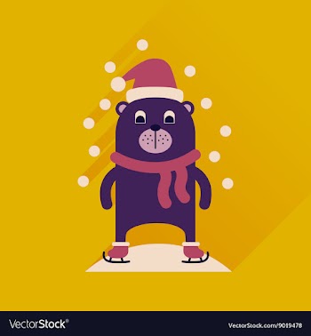 Flat icon with long shadow bear snow vector image