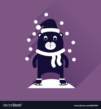 Flat icon with long shadow bear snow vector image