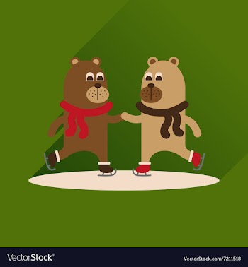 Flat icon with long shadow bears skate vector image