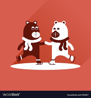 Flat icon with long shadow bears skate vector image
