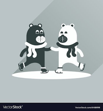 Flat icon with long shadow bears skate vector image