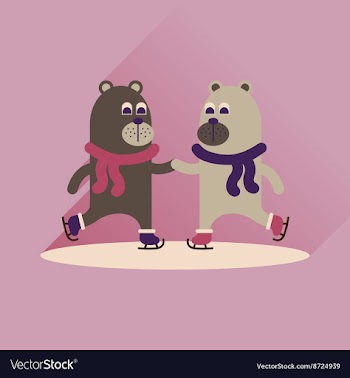 Flat icon with long shadow bears skate vector image