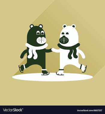 Flat icon with long shadow bears skate vector image